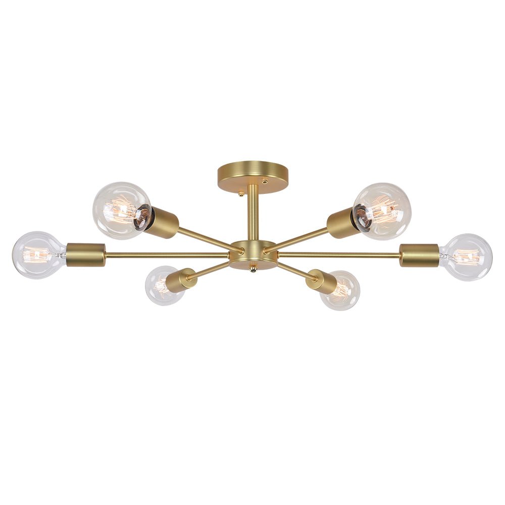 Luz de Techo Semi Flush Sputnik de 6 Luces de Medio Siglo para Sala de Estar