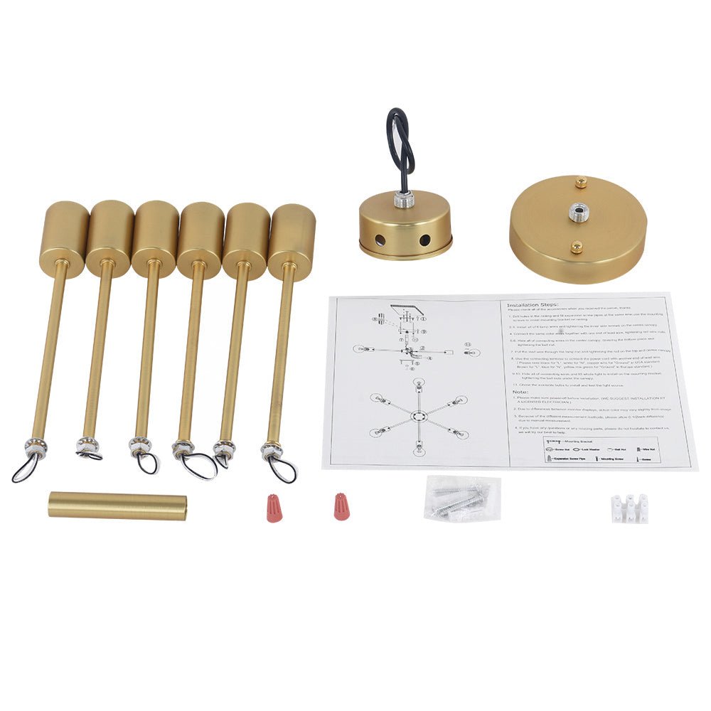 Luz de Techo Semi Flush Sputnik de 6 Luces de Medio Siglo para Sala de Estar