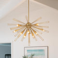 Candelabro Sputnik Sunburst de 10 Luces de Estilo Moderno de Mediados de Siglo