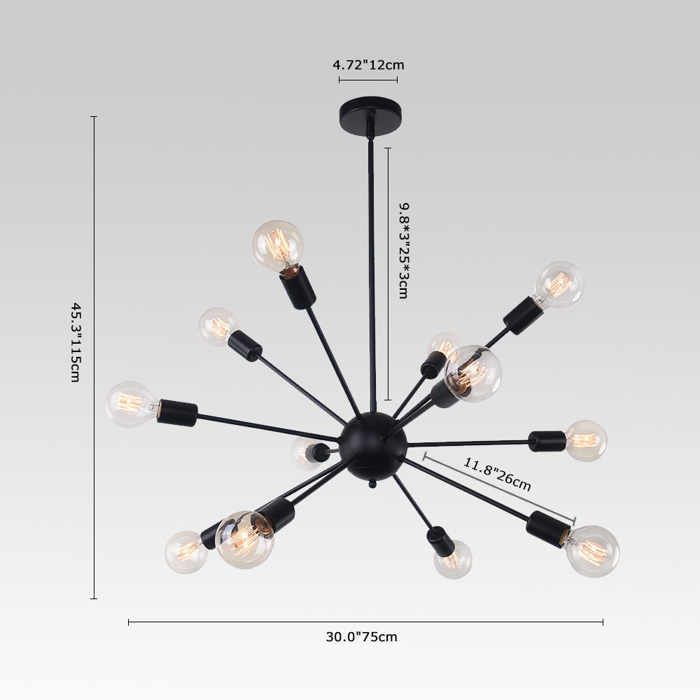 Luz Sputnik de 12 Luces de Estilo Moderno de Mediados de Siglo