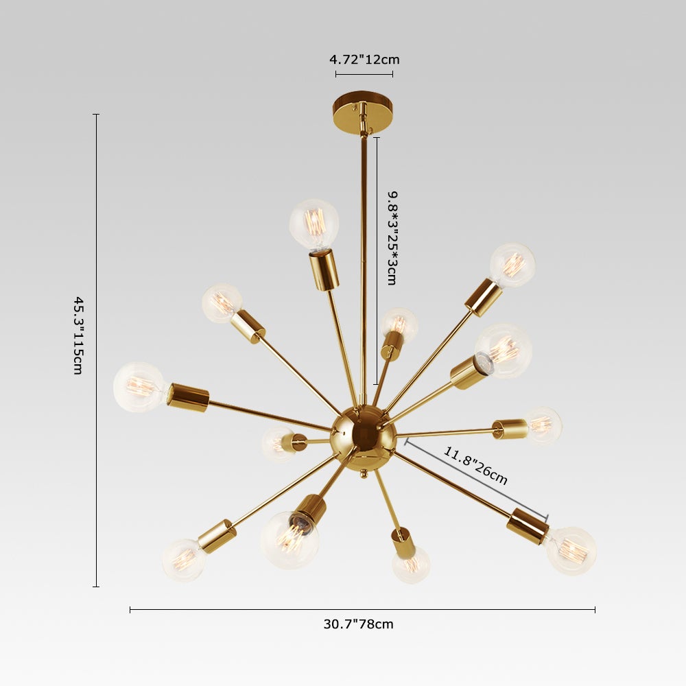 Luz Sputnik de 12 Luces de Estilo Moderno de Mediados de Siglo