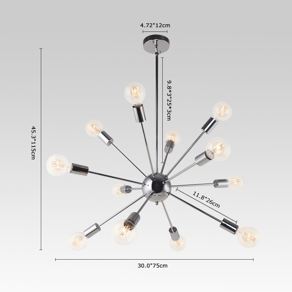 Luz Sputnik de 12 Luces de Estilo Moderno de Mediados de Siglo