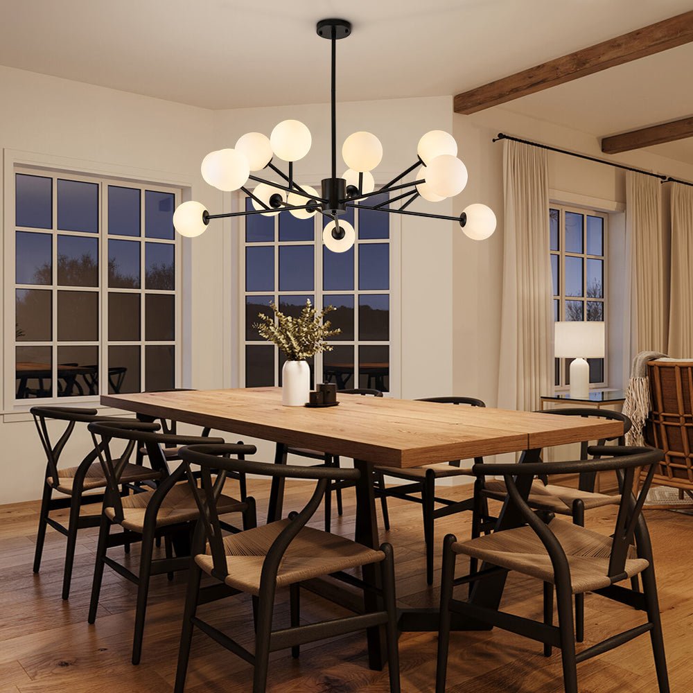 Chandelier Lineal de Globo de 15 Luces Estilo Moderno de Mediados de Siglo para Isla de Cocina