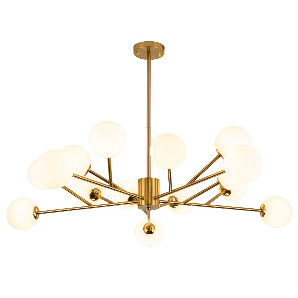 Chandelier Lineal de Globo de 15 Luces Estilo Moderno de Mediados de Siglo para Isla de Cocina