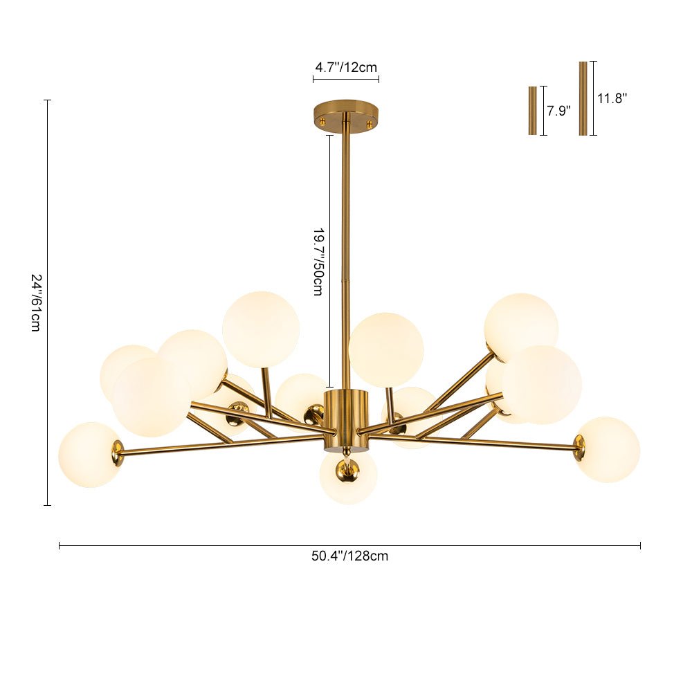Chandelier Lineal de Globo de 15 Luces Estilo Moderno de Mediados de Siglo para Isla de Cocina