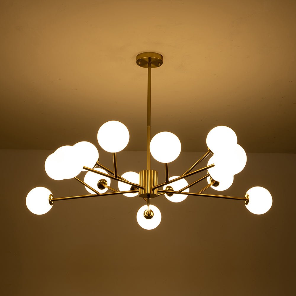 Chandelier Lineal de Globo de 15 Luces Estilo Moderno de Mediados de Siglo para Isla de Cocina