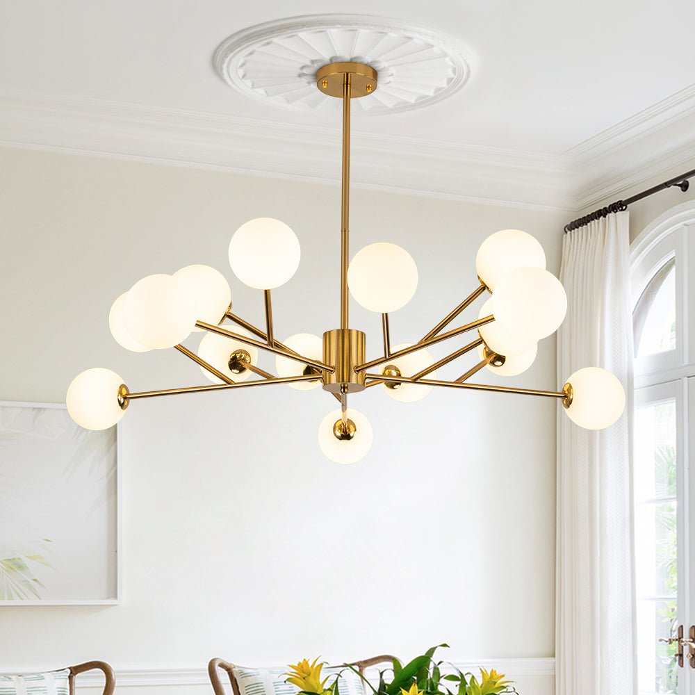Chandelier Lineal de Globo de 15 Luces Estilo Moderno de Mediados de Siglo para Isla de Cocina