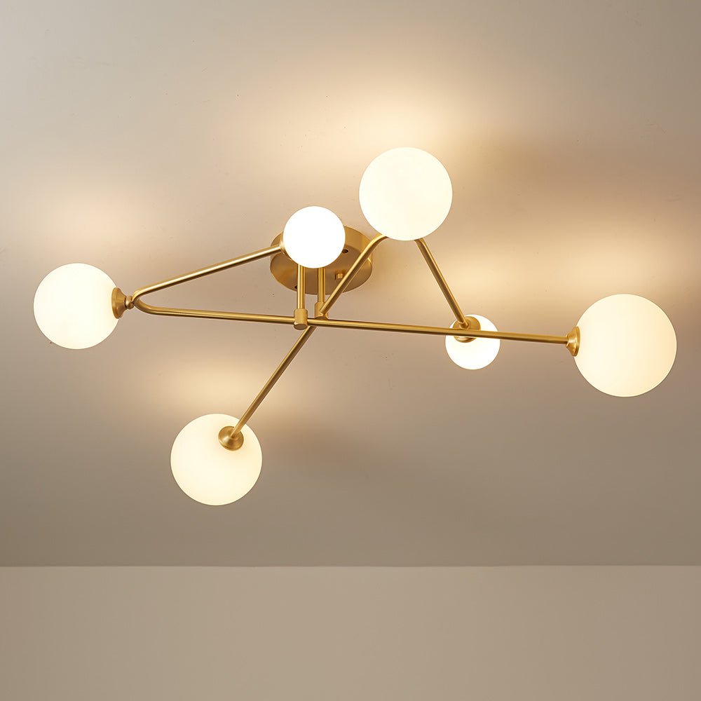 Mid-Century Sputnik 6-Light Glass Globe Linear Semi Flush Mount