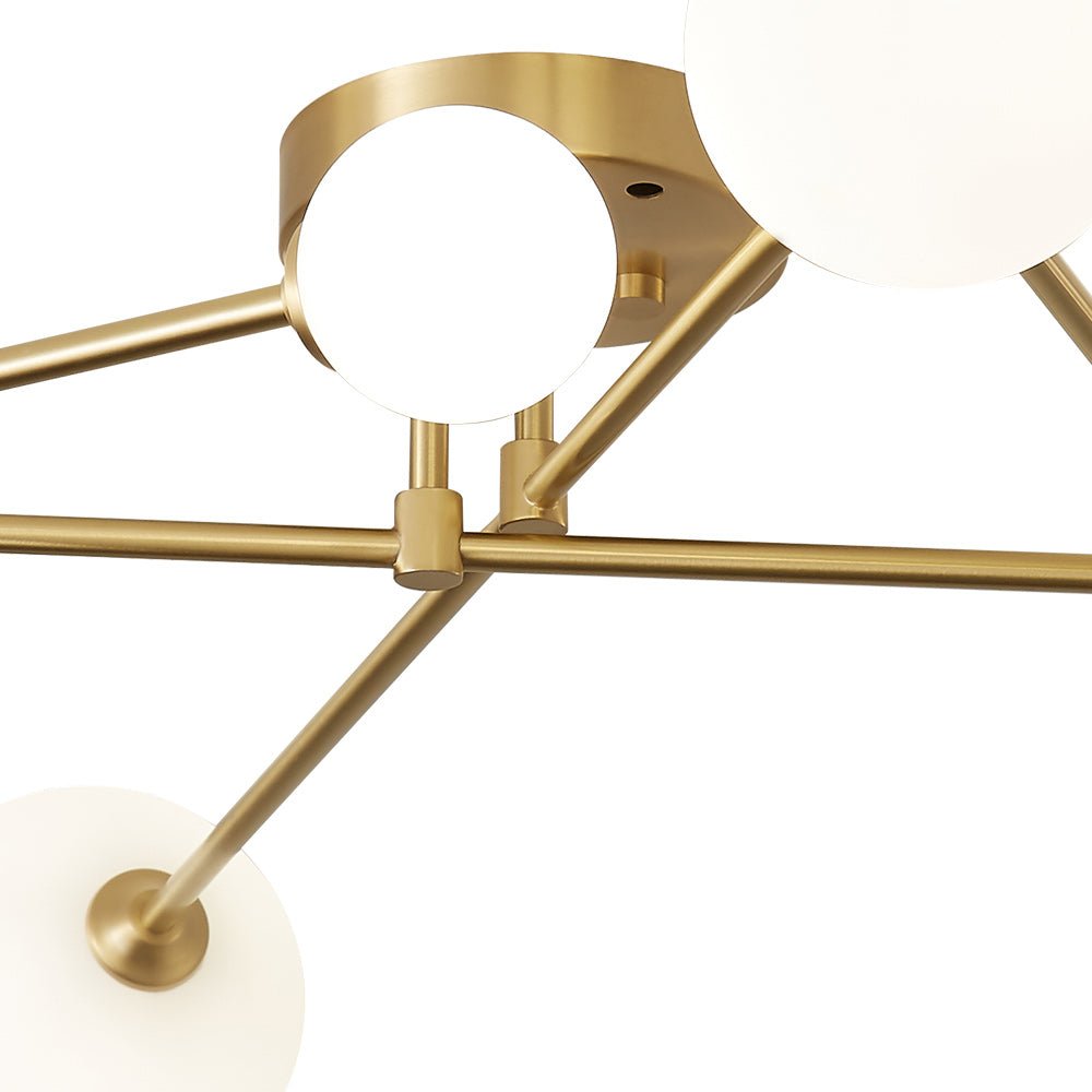 Mid-Century Sputnik 6-Light Glass Globe Linear Semi Flush Mount