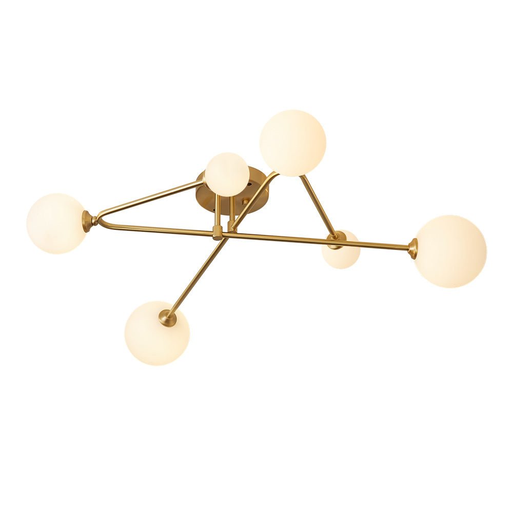 Mid-Century Sputnik 6-Light Glass Globe Linear Semi Flush Mount