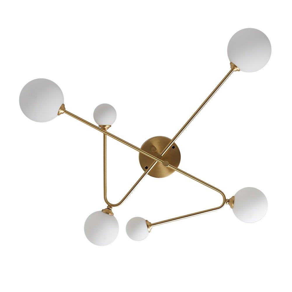Mid-Century Sputnik 6-Light Glass Globe Linear Semi Flush Mount