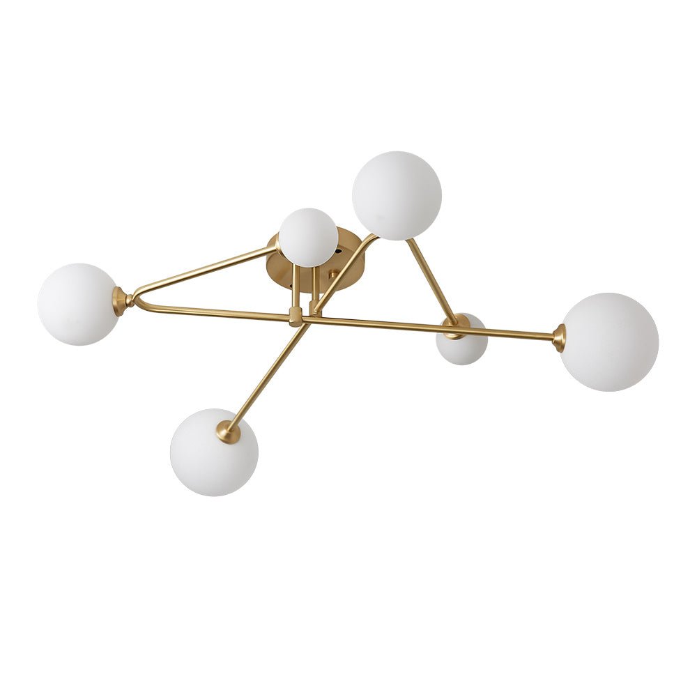Mid-Century Sputnik 6-Light Glass Globe Linear Semi Flush Mount