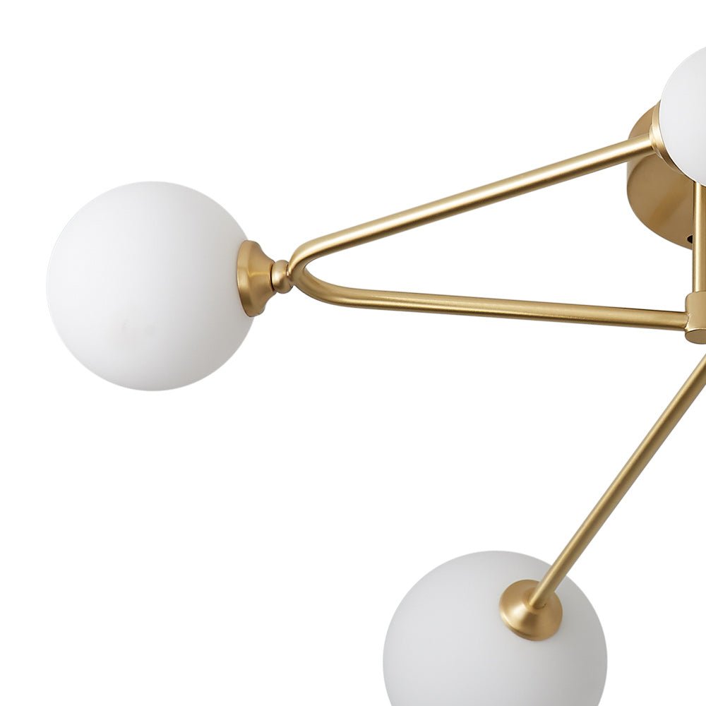 Mid-Century Sputnik 6-Light Glass Globe Linear Semi Flush Mount