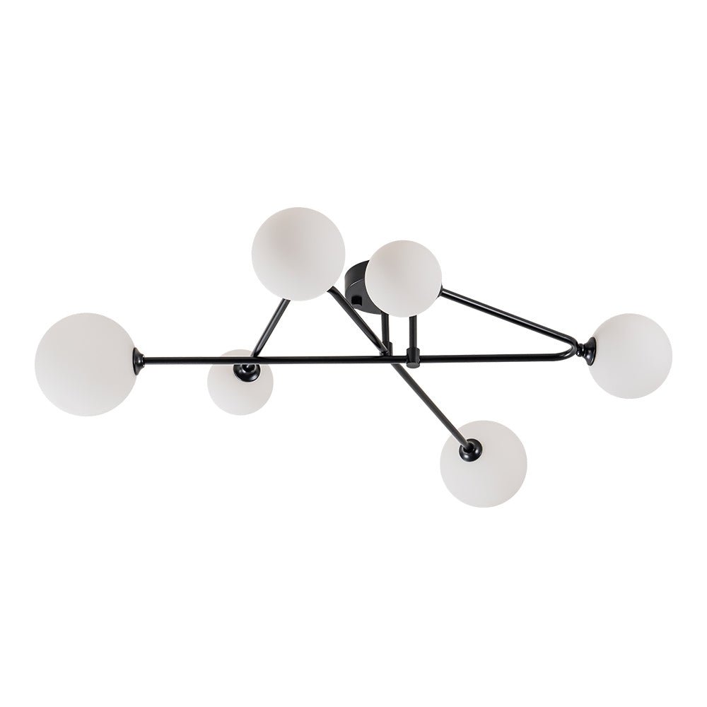Mid-Century Sputnik 6-Light Glass Globe Linear Semi Flush Mount
