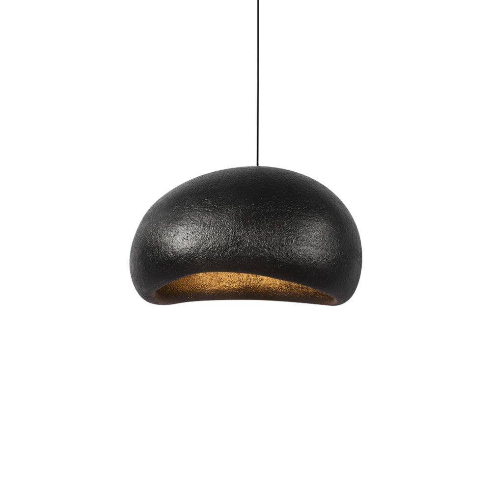 Luz colgante minimalista ovalada Wabi Sabi hecha a mano de 1 luz