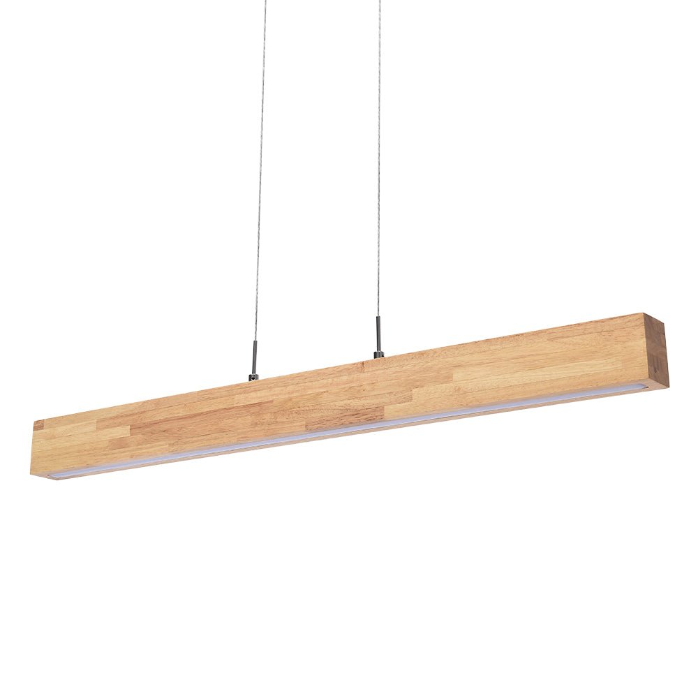 Lámpara Colgante Lineal LED Regulable Minimalista con Acabado en Madera