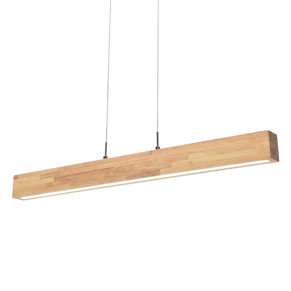 Lámpara Colgante Lineal LED Regulable Minimalista con Acabado en Madera