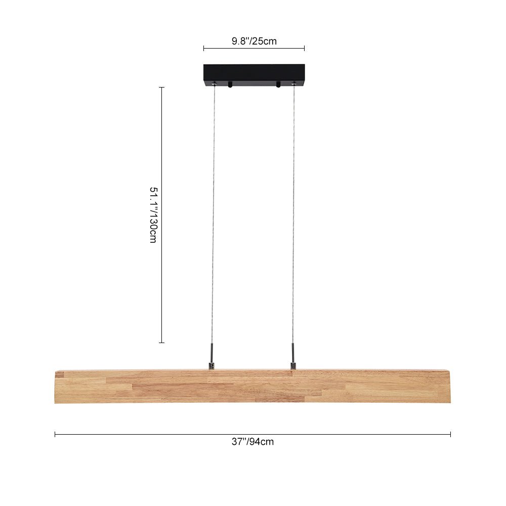 Lámpara Colgante Lineal LED Regulable Minimalista con Acabado en Madera