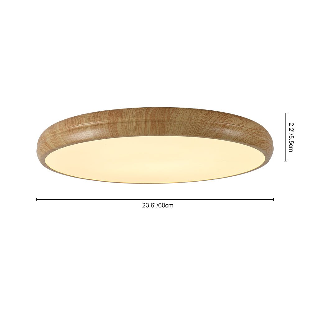 Luz de Techo LED Redonda de Grano de Madera Minimalista