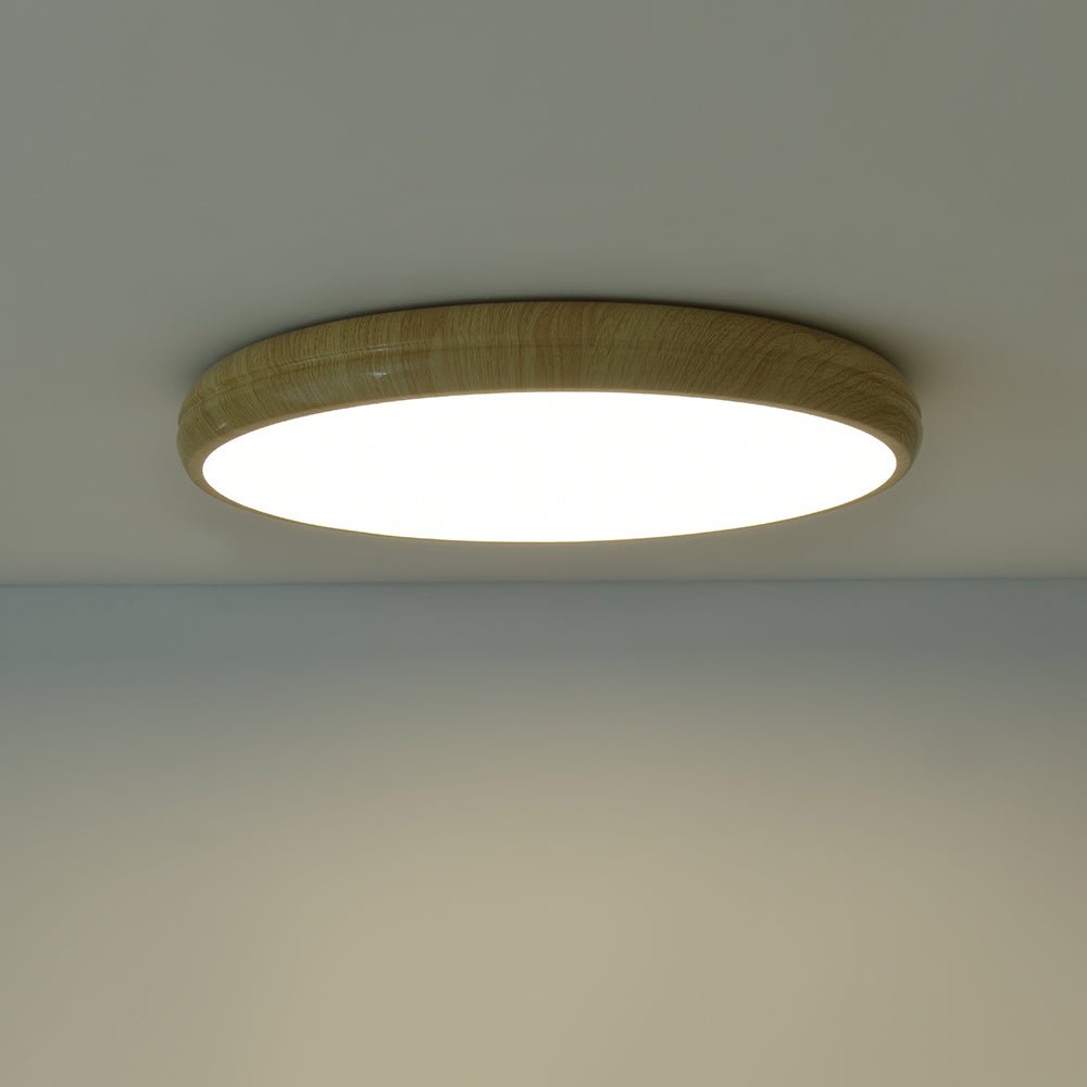 Luz de Techo LED Redonda de Grano de Madera Minimalista