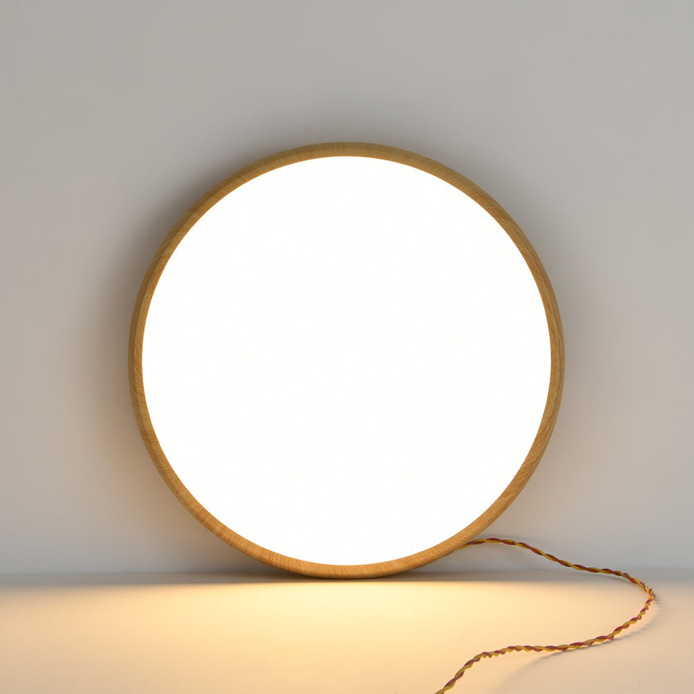 Luz de Techo LED Redonda de Grano de Madera Minimalista