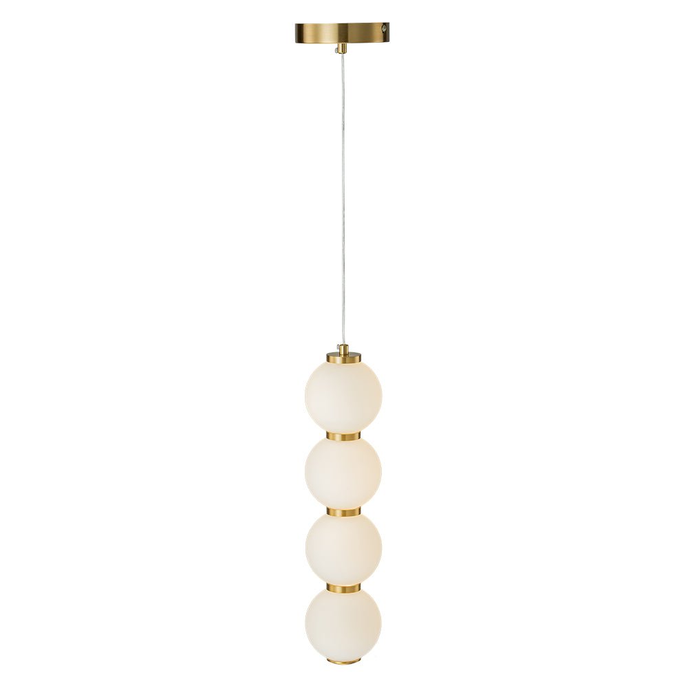 Moderna Lámpara Colgante de Perlas Led en Forma de Ábaco con 4 Luces y Globo de Vidrio
