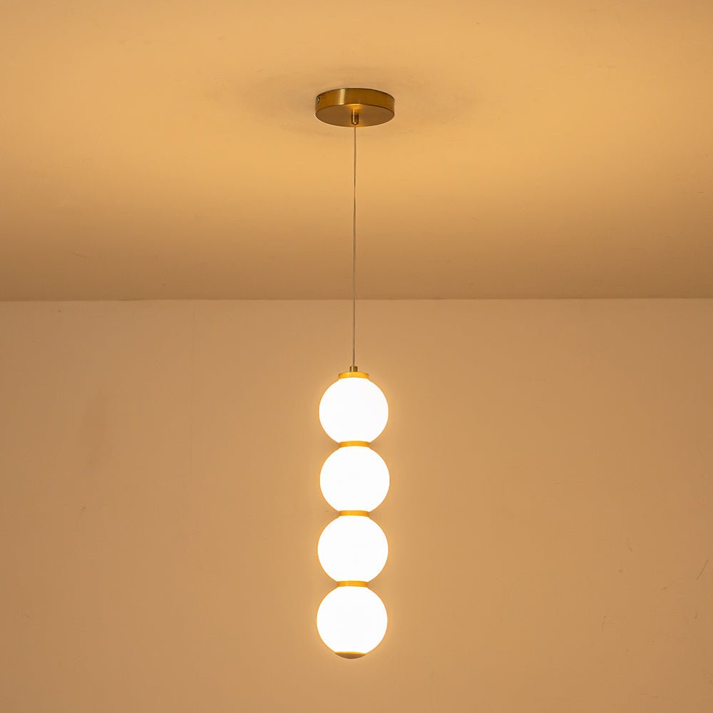 Moderna Lámpara Colgante de Perlas Led en Forma de Ábaco con 4 Luces y Globo de Vidrio
