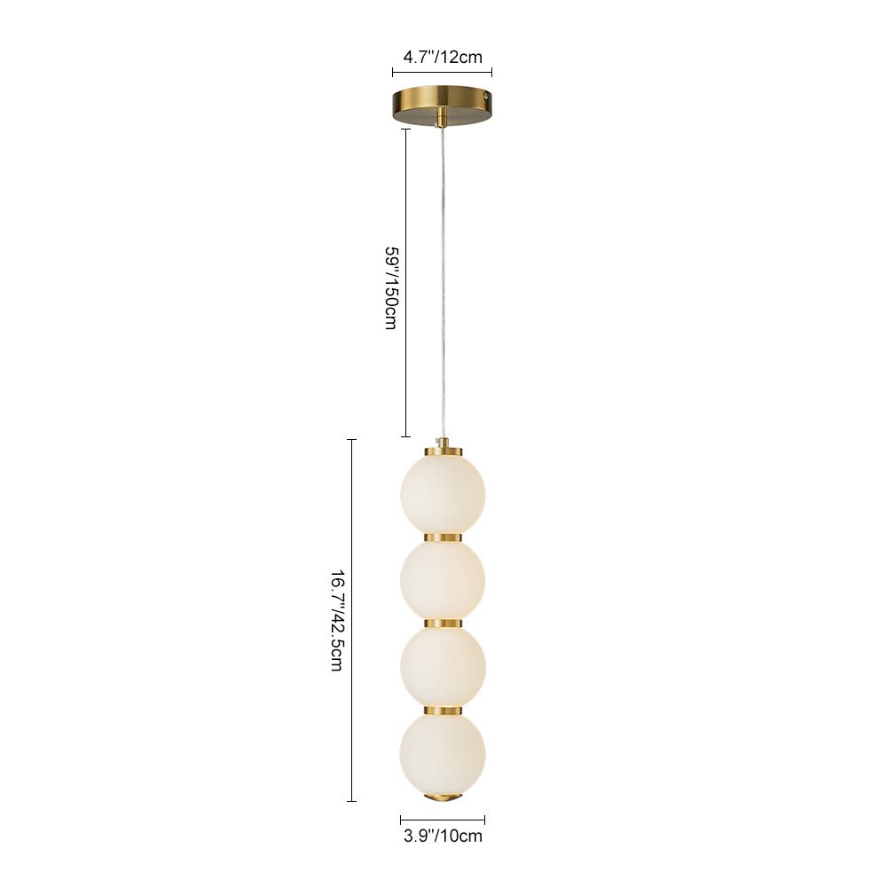 Moderna Lámpara Colgante de Perlas Led en Forma de Ábaco con 4 Luces y Globo de Vidrio