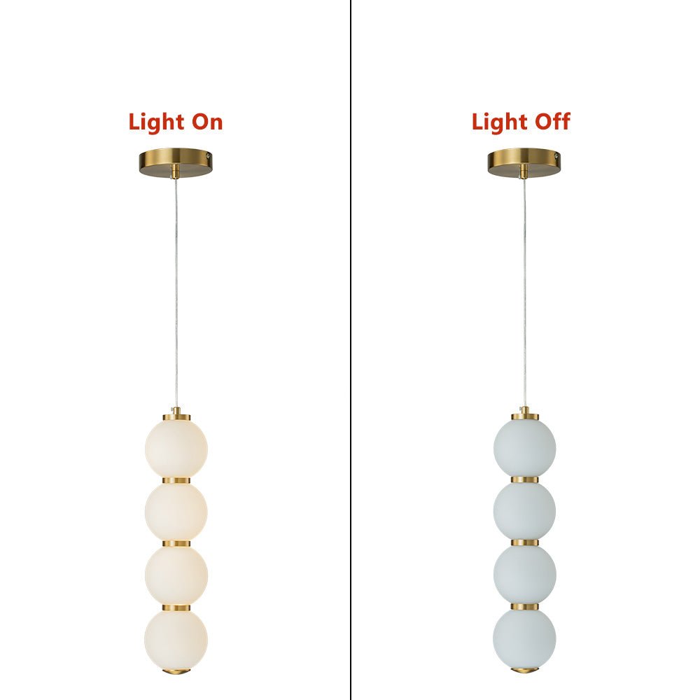 Moderna Lámpara Colgante de Perlas Led en Forma de Ábaco con 4 Luces y Globo de Vidrio