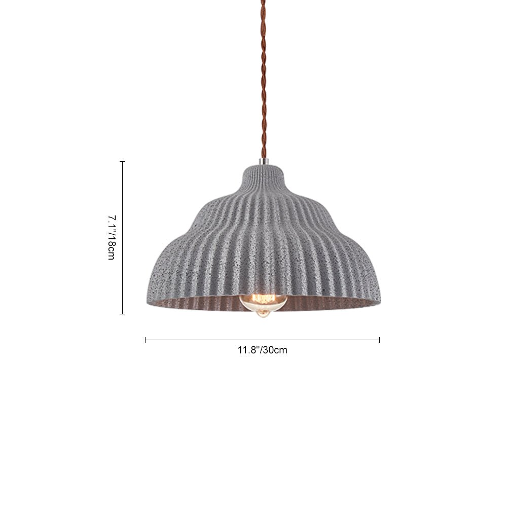 Moderna Lámpara Colgante de Concreto Plisado de 1 Luz para Isla de Cocina