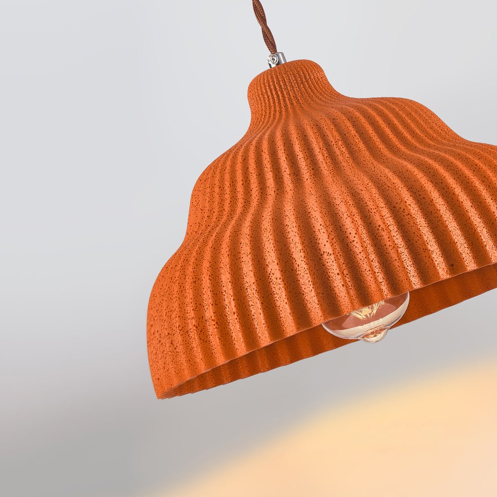 Moderna Lámpara Colgante de Concreto Plisado de 1 Luz para Isla de Cocina