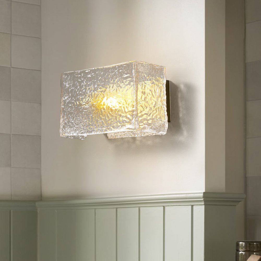 Moderna Lámpara de Pared Rectangular de Vidrio Texturizado en Agua de 1 Luz