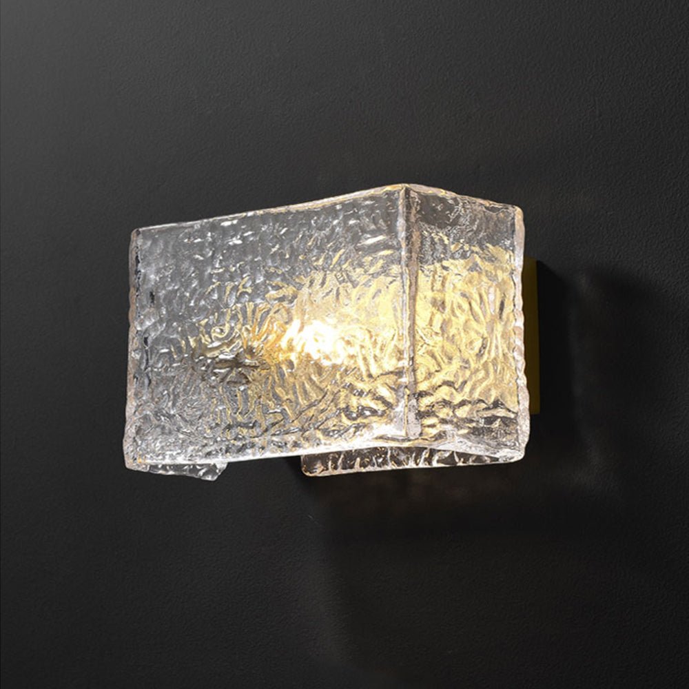 Moderna Lámpara de Pared Rectangular de Vidrio Texturizado en Agua de 1 Luz