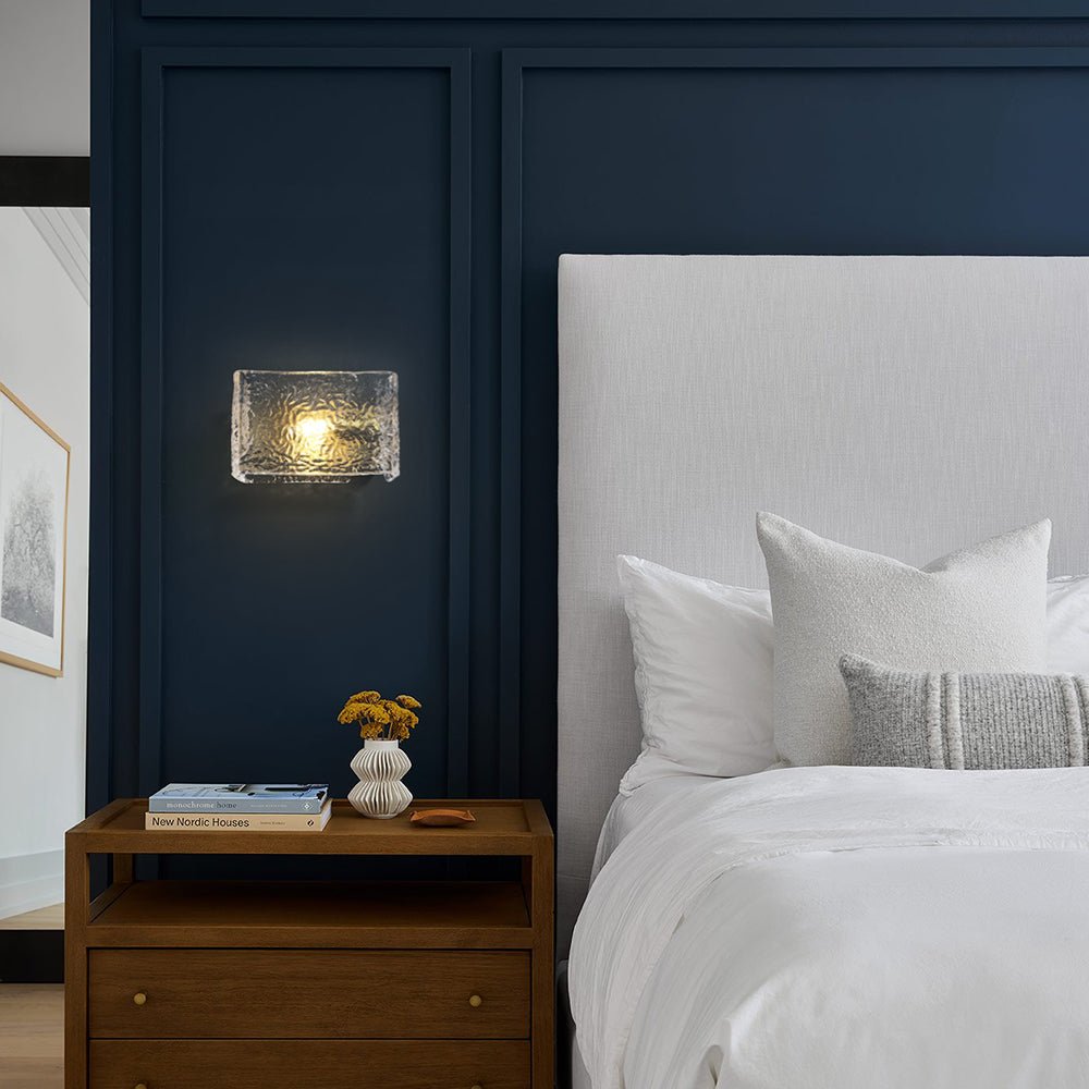 Moderna Lámpara de Pared Rectangular de Vidrio Texturizado en Agua de 1 Luz