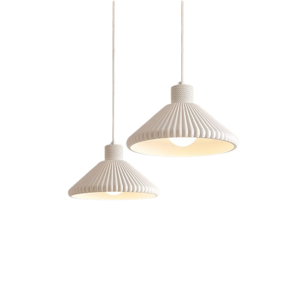 Moderna Lámpara Colgante Conical de Resina con Pliegues de 1 Luz para Mesa de Comedor