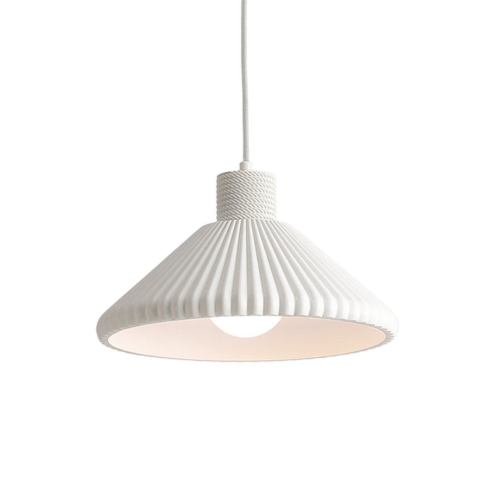 Moderna Lámpara Colgante Conical de Resina con Pliegues de 1 Luz para Mesa de Comedor