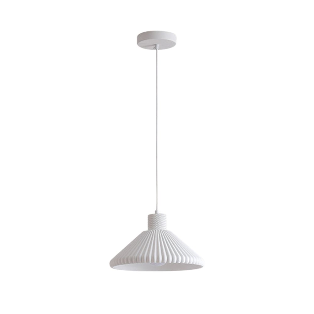 Moderna Lámpara Colgante Conical de Resina con Pliegues de 1 Luz para Mesa de Comedor