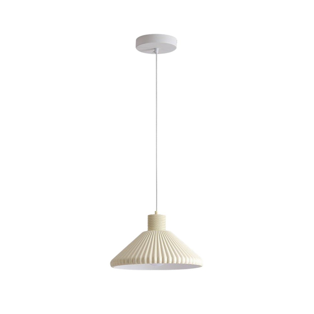 Moderna Lámpara Colgante Conical de Resina con Pliegues de 1 Luz para Mesa de Comedor