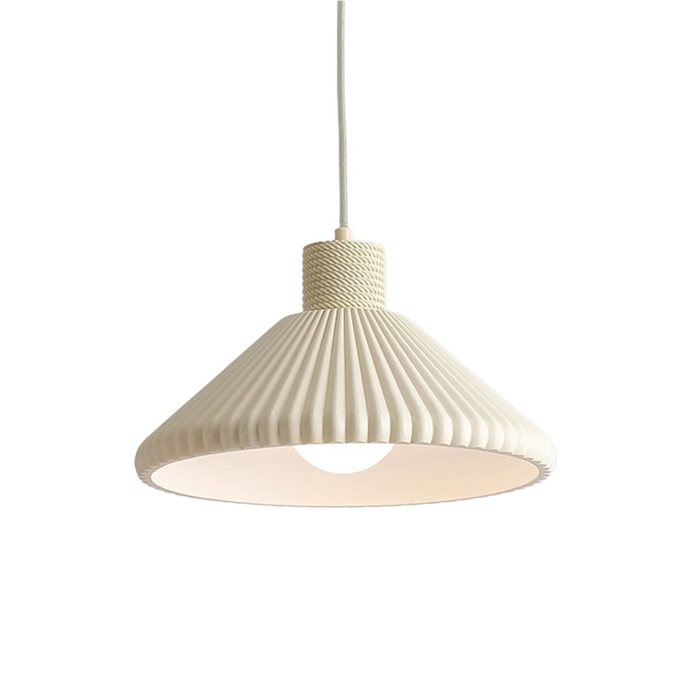 Moderna Lámpara Colgante Conical de Resina con Pliegues de 1 Luz para Mesa de Comedor