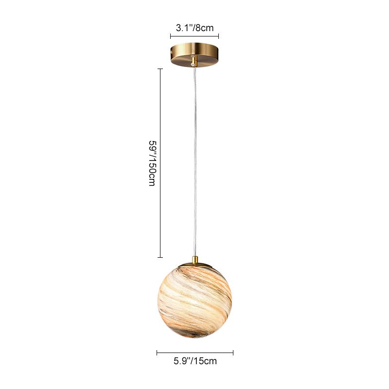 Lámpara Colgante de Vidrio Esférico Creativo Saturno de 1 Luz Moderna