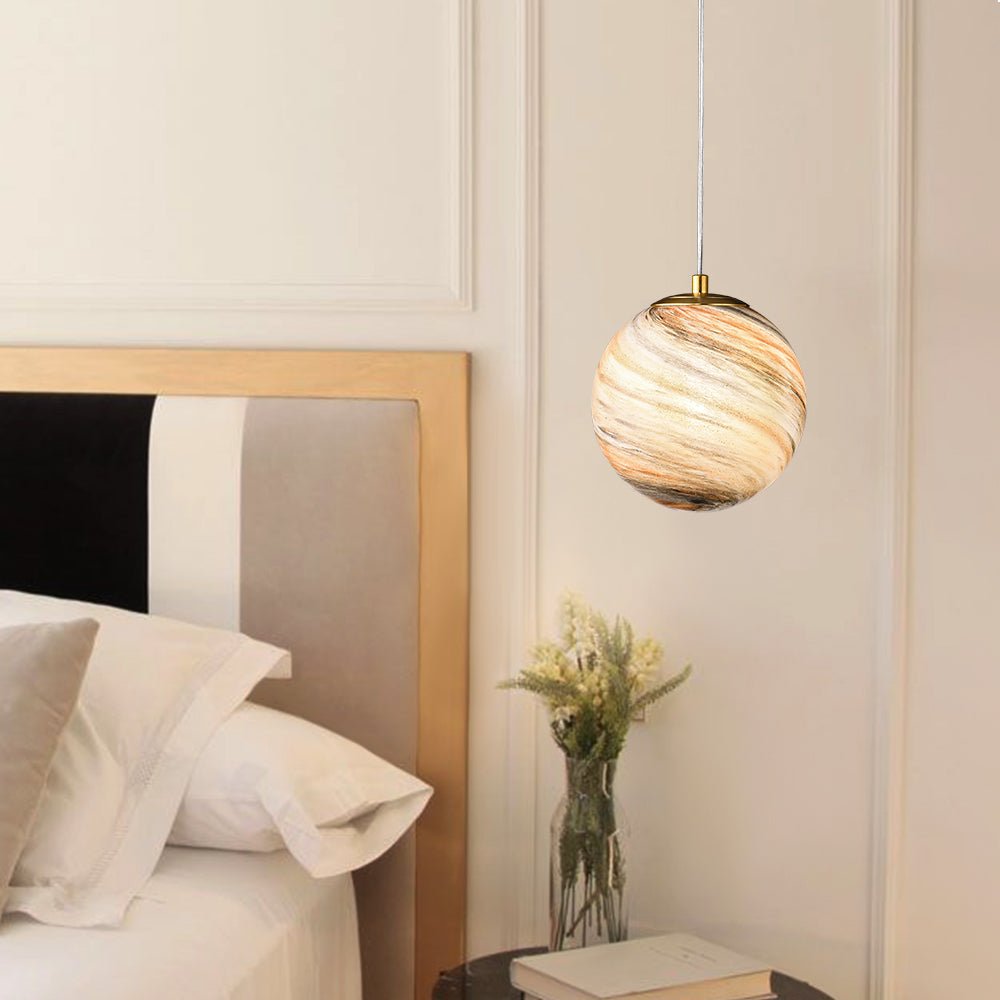 Lámpara Colgante de Vidrio Esférico Creativo Saturno de 1 Luz Moderna