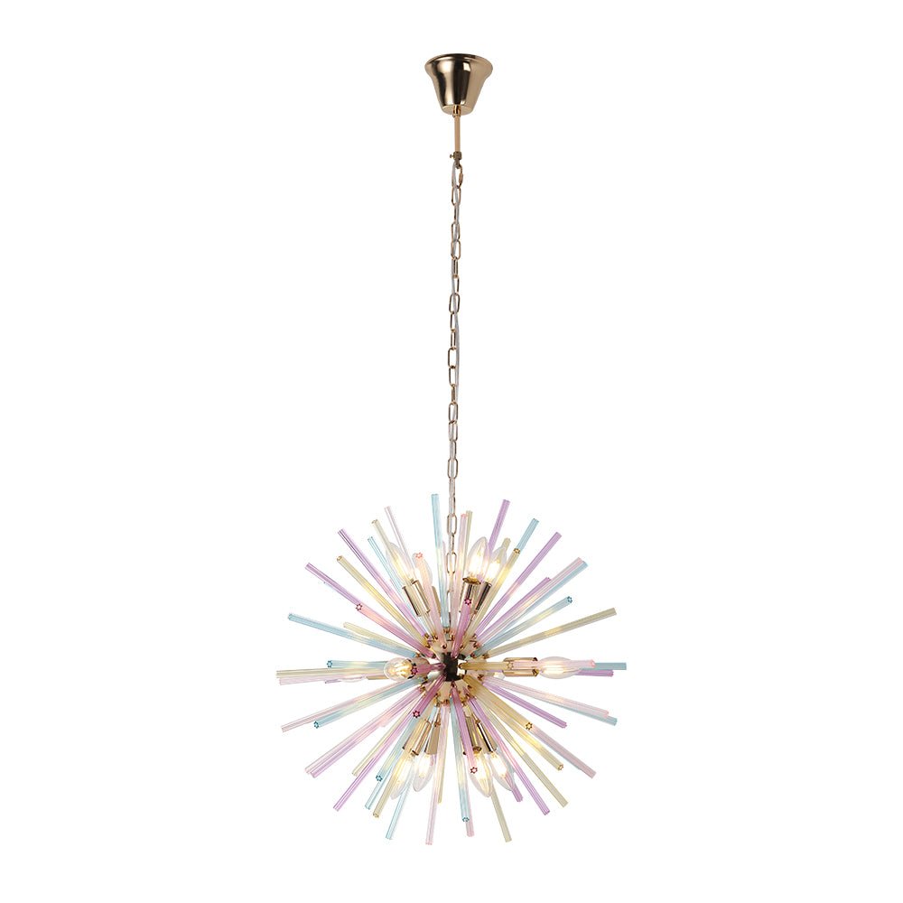 Moderno candelabro Sputnik de 12 luces colorido arcoíris