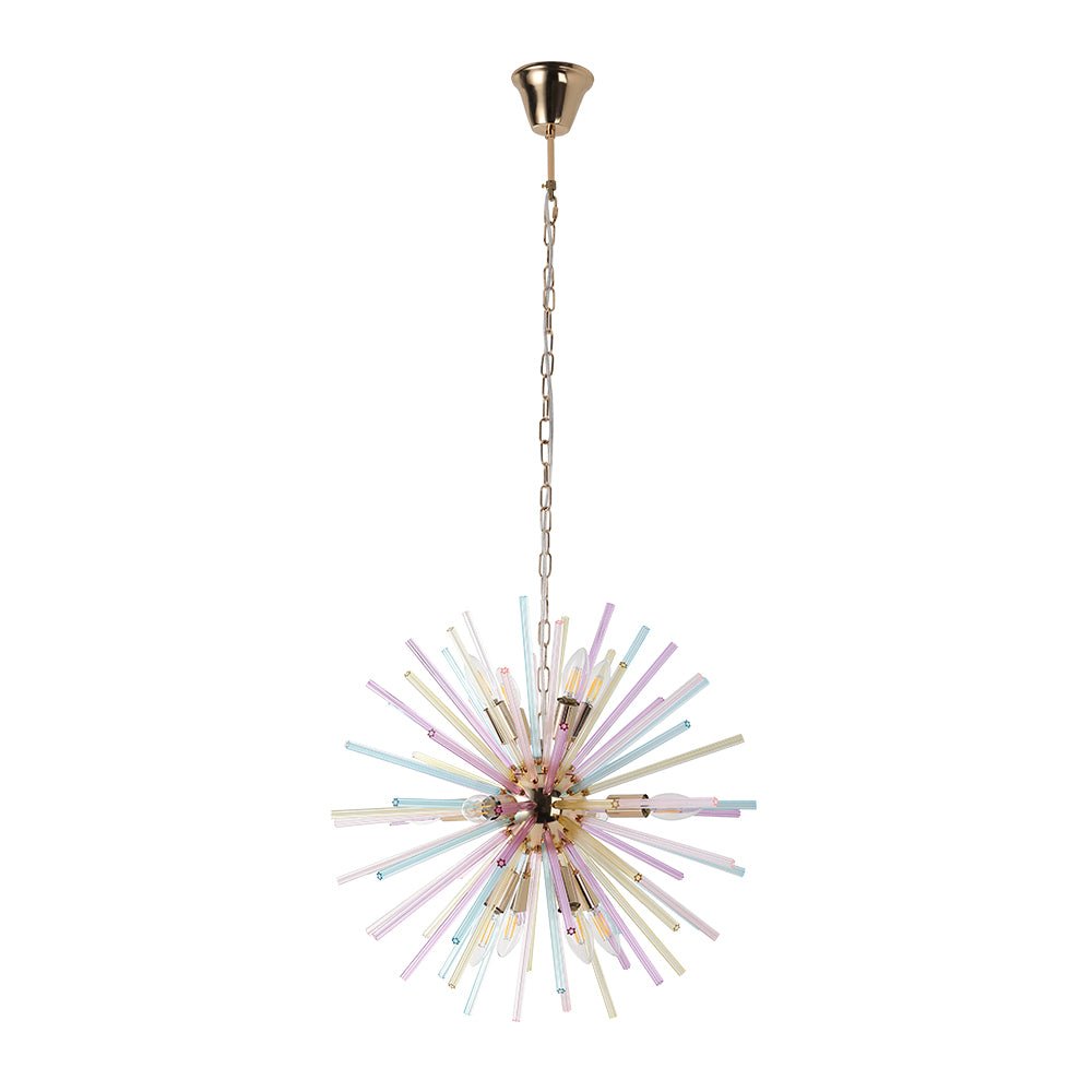 Moderno candelabro Sputnik de 12 luces colorido arcoíris