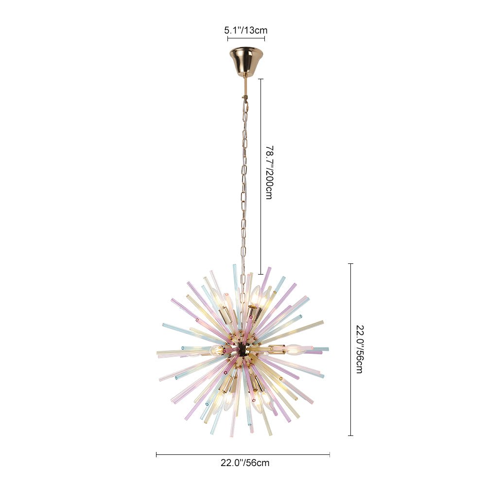 Moderno candelabro Sputnik de 12 luces colorido arcoíris