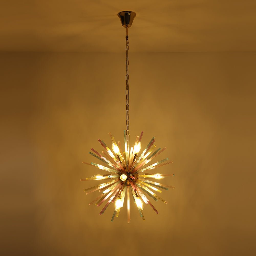 Moderno candelabro Sputnik de 12 luces colorido arcoíris