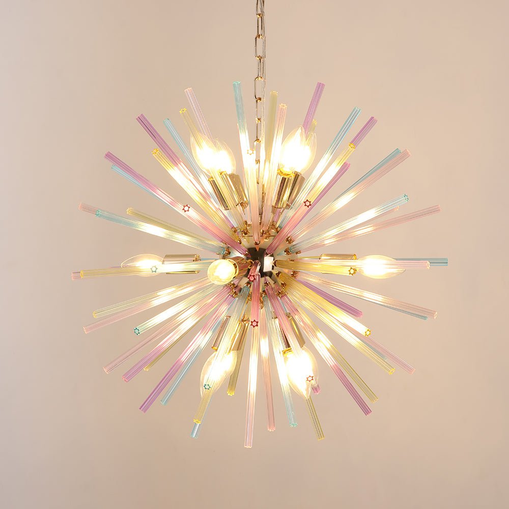 Moderno candelabro Sputnik de 12 luces colorido arcoíris