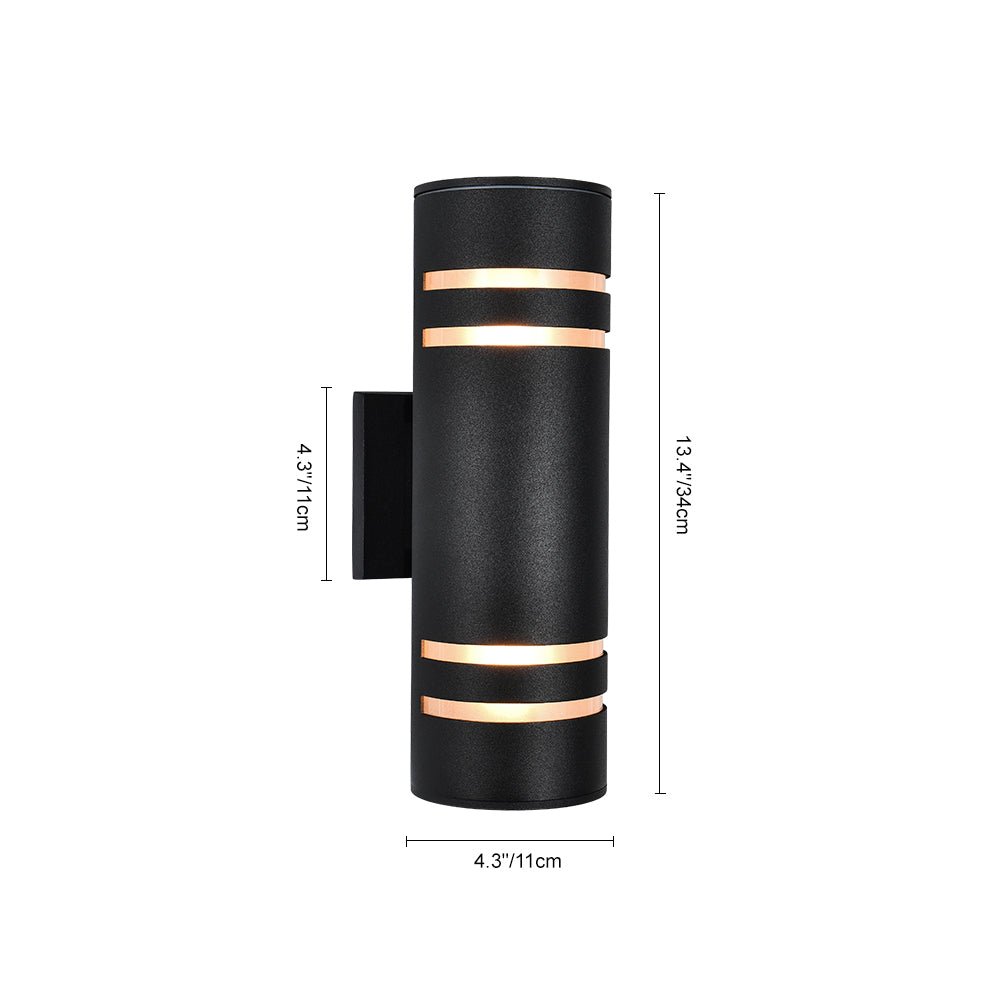 Moderna Lámpara de Pared Exterior Cilíndrica de 2 Luces