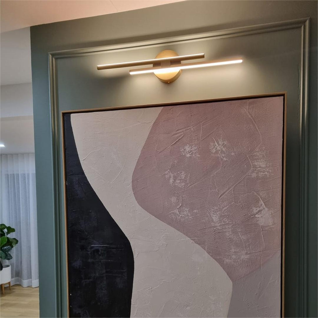Moderna Luz de Vanity Lineal de 2 Luces LED con Rayas en Luz Cálida