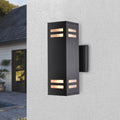 Moderna Lámpara de Pared Exterior Rectangular Negra Impermeable de 2 Luces