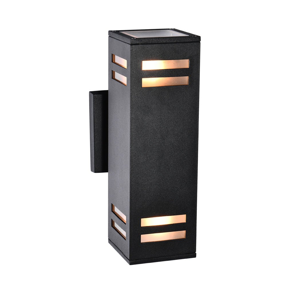 Moderna Lámpara de Pared Exterior Rectangular Negra Impermeable de 2 Luces